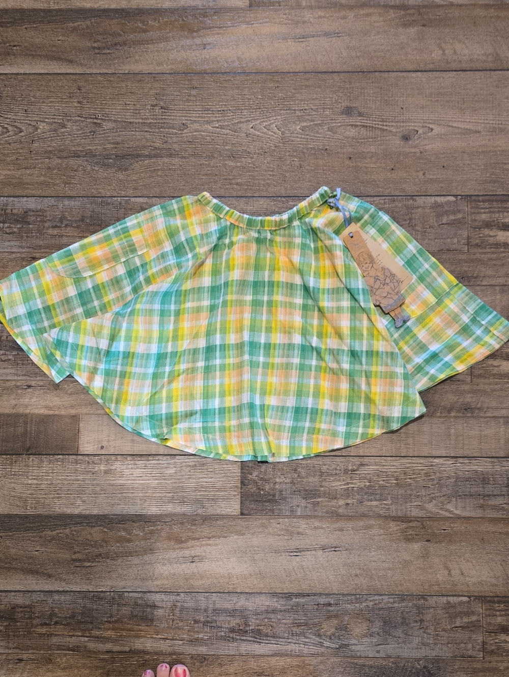 Green and Yellow Plaid Cotton Top